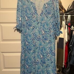 Lilly Pulitzer Blue and White Patterned Midi Dress